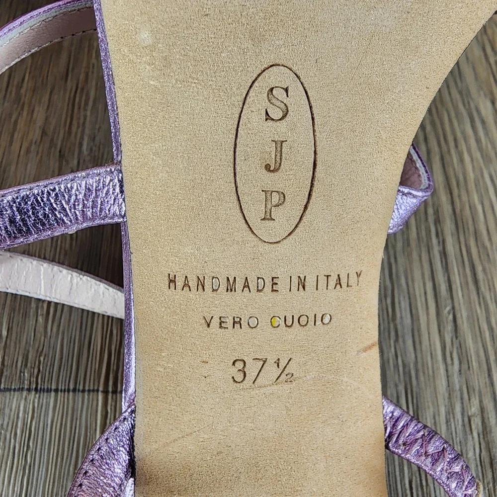 SJP by Sarah Jessica‎ Parker Metallic Lavender Heels Strappy Sandals Shoes 37.5